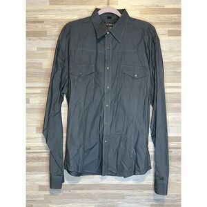 Do Denim Long Sleeve Button Up XL Grey, Floral Sleeves. #188